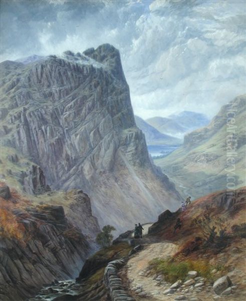 View Of The Honister Pass, Grasmere, Lake District Oil Painting by Edwin Alfred Pettitt