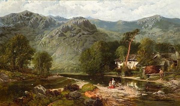 A View Of The Lake District, Thought To Be Easedale Beck, Grasmere by George Pettitt