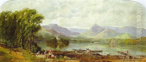 Derwenwater Looking Towards Newlands, Cumbria Oil Painting by George W. Pettitt