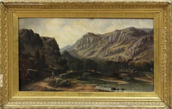 Roman Bridge Cumberland Oil Painting by George William Pettitt