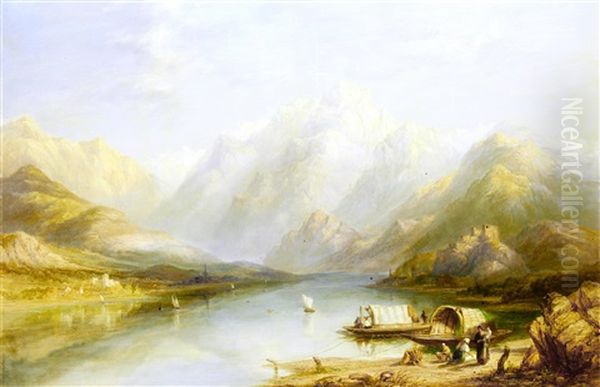 View Of Lake Como, North Italy Oil Painting by Joseph Paul Pettitt