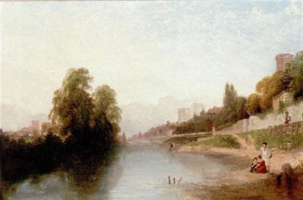 The Severn At Shrewsbury Oil Painting by Joseph Paul Pettitt