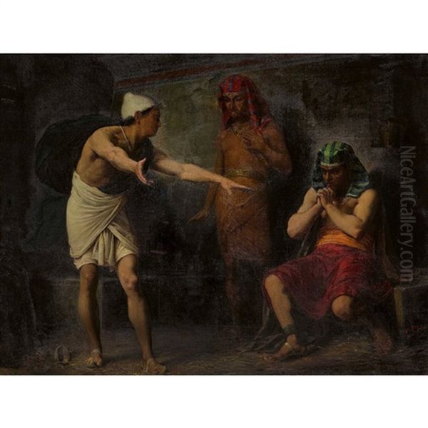 Joseph Deutet Die Traume Des Pharao Oil Painting by Leon-Jean Petua