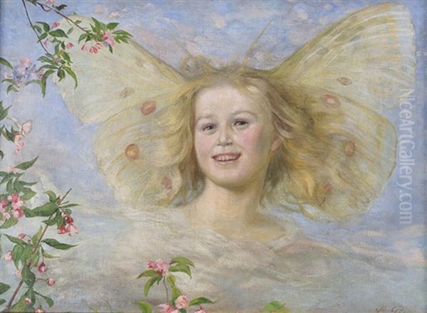 Fille Papillon Oil Painting by Leon-Jean Petua