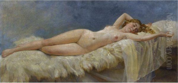 Reclining Nude Oil Painting by Nikolai Kornilievich Bodarewsky