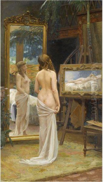 Nude In The Studio Oil Painting by Nikolai Kornilievich Bodarewsky