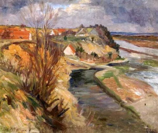 Isarlandschaft Mit Hauser Oil Painting by Rudolf Petuel