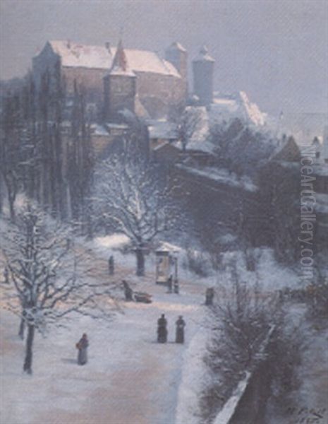 Nurnberg Im Winter Oil Painting by Hermann Petzet