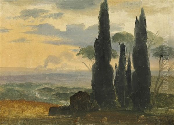 View Of The The Roman Campagna Oil Painting by Frederik (Fritz) Petzholdt