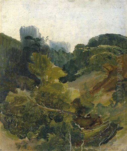 Tal In Der Romischen Campagna Oil Painting by Frederik (Fritz) Petzholdt