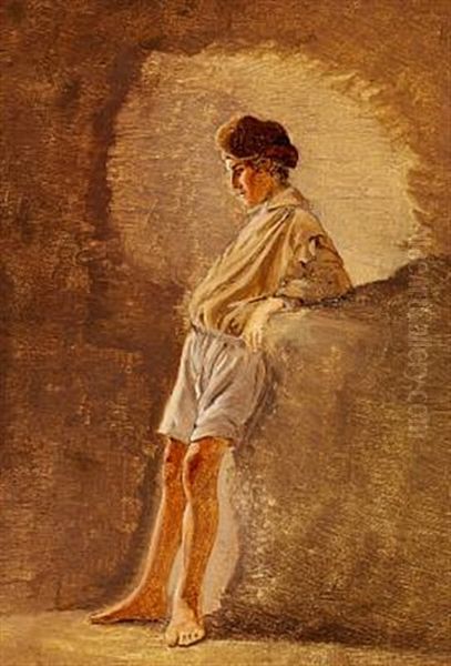 A Young Italian Man Standing (study) Oil Painting by Frederik (Fritz) Petzholdt