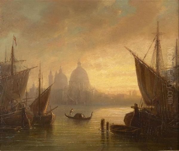 Blick Auf S. Maria Della Salute In Venedig Oil Painting by Ferdinand Petzl