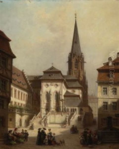 Blick Auf Eine Kirche In Einer Frankischen Stadt Oil Painting by Ferdinand Petzl