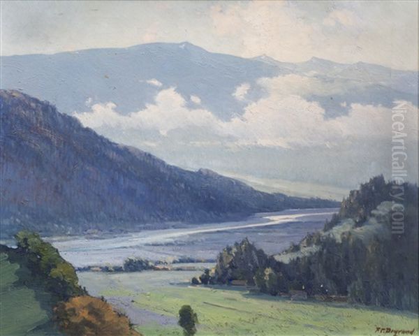 Vallee De La Sarine. Levee De Brume Matinale Oil Painting by Frank Charles Peyraud