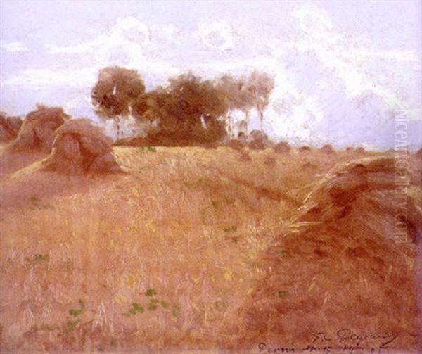 Haystacks Oil Painting by Frank Charles Peyraud