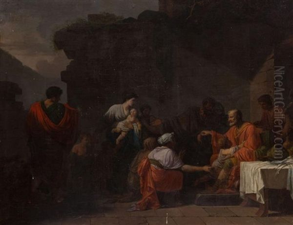 Belisarius Receiving Hospitality From A Peasant Oil Painting by Jean Francois Pierre Peyron