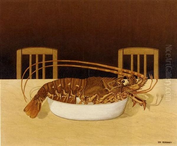 Nature Morte Avec Langouste Oil Painting by Dominique Paul Peyronnet