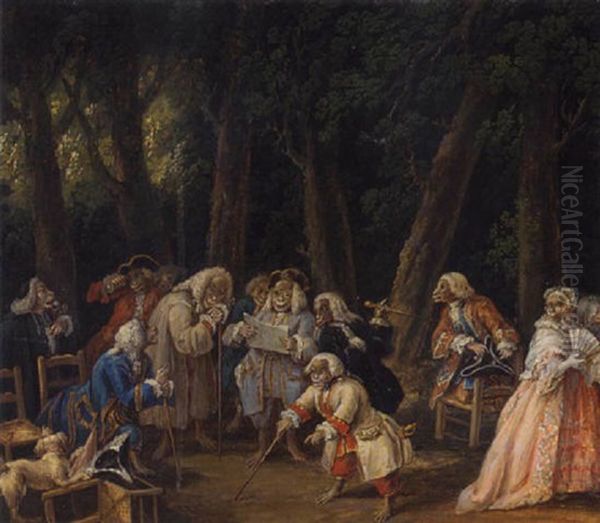 A Council Of The Animals At The Jardin Des Tuilleries Oil Painting by Alexis Peyrotte