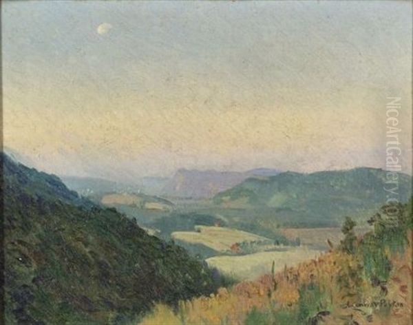 Moonrise Over The Valley Oil Painting by Alfred Conway Peyton