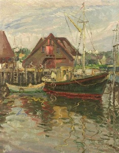 Gloucester Harbor Oil Painting by Bertha Menzler Peyton