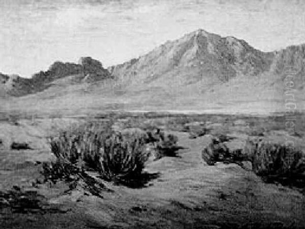 Desert And Distant Mountains Oil Painting by Bertha Menzler Peyton