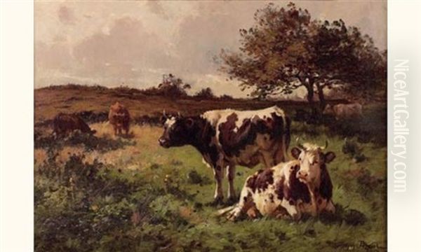 Vaches Au Paturage Oil Painting by Aymar (Aimard Alexandre) Pezant