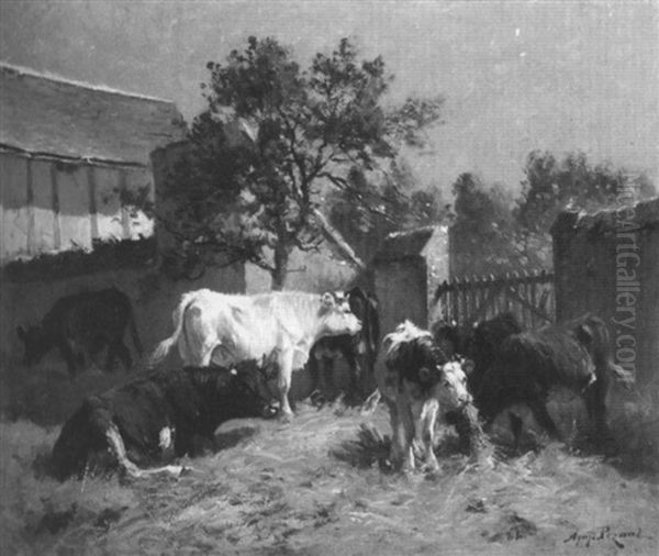 The Cattle Herd Oil Painting by Aymar (Aimard Alexandre) Pezant