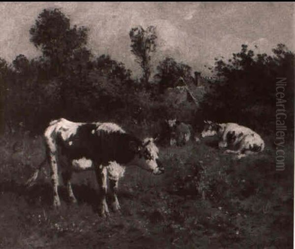 Out To Pasture Oil Painting by Aymar (Aimard Alexandre) Pezant