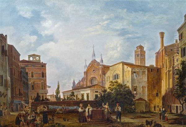 Venedig, Blick Auf Die Frarikirche Oil Painting by Georg Pezolt