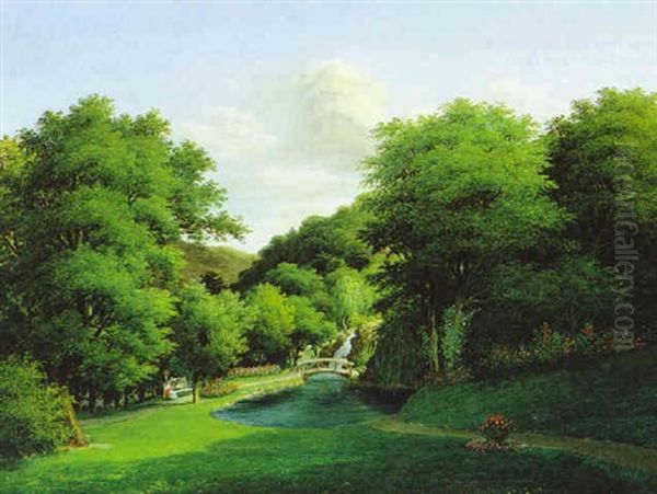 Motiv Aus Einem Park (kurpark In Baden Bei Wien?) Oil Painting by Franciszek Pfanhauser