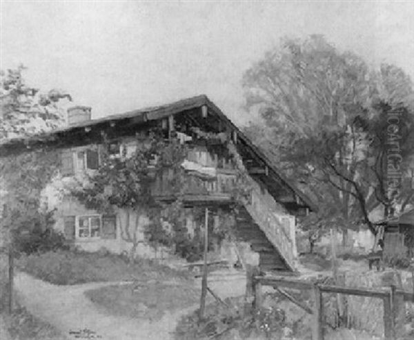 Bauernhaus Auf Der Fraueninsel Im Chiemsee Oil Painting by Conrad Pfau