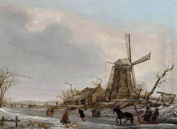 Les Joies D'hiver Oil Painting by Francois Joseph Pfeiffer the Younger