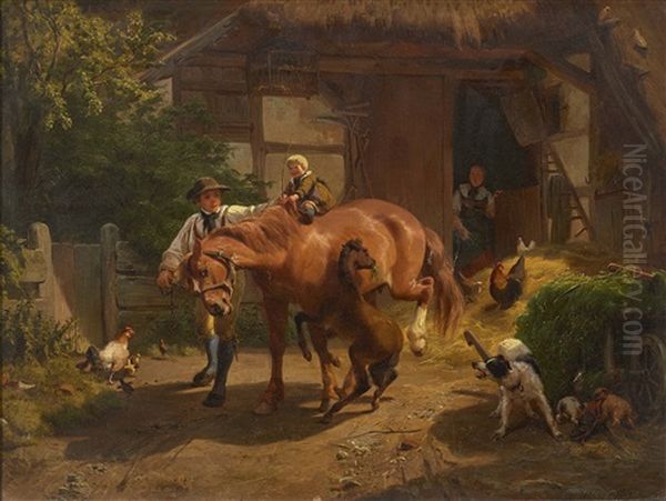 Der Erste Ritt Oil Painting by Friedrich Wilhelm Pfeiffer