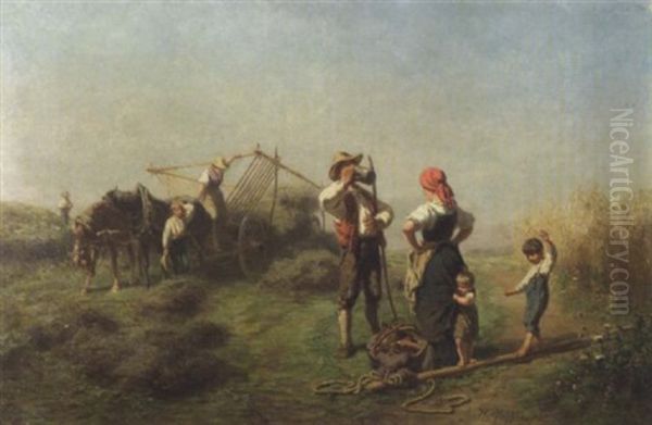 La Pause Pendant La Fenaison Oil Painting by Friedrich Wilhelm Pfeiffer