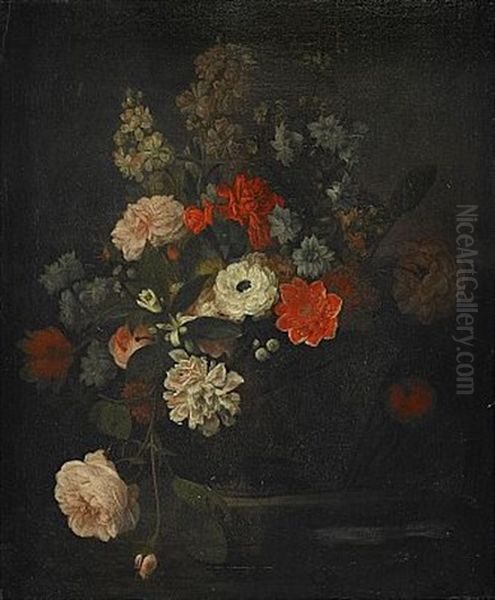 Blomsterstilleben (pair) Oil Painting by Johann Friedrich Pfeiffer