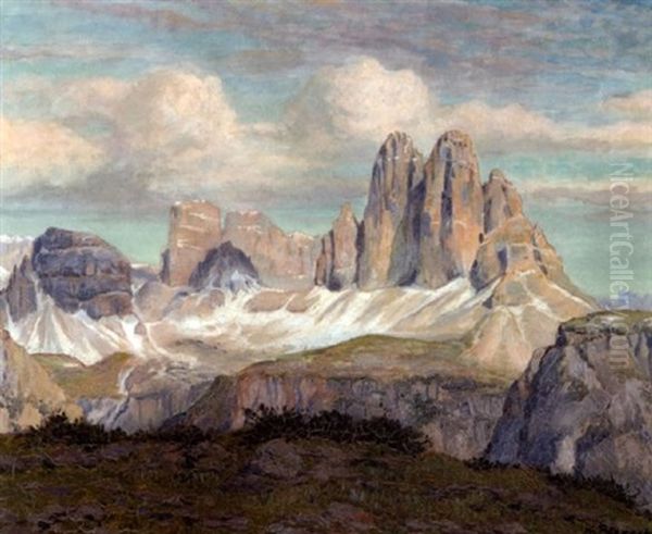 Alps Oil Painting by Karl Pferschy