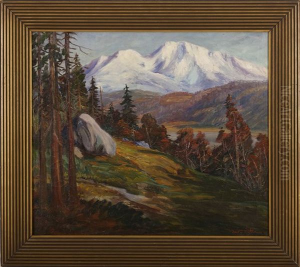 Mountainous Landscape With River Oil Painting by Jean J. Pfister