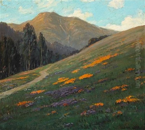 Mt. Tamalpais With Poppies Oil Painting by Jean J. Pfister