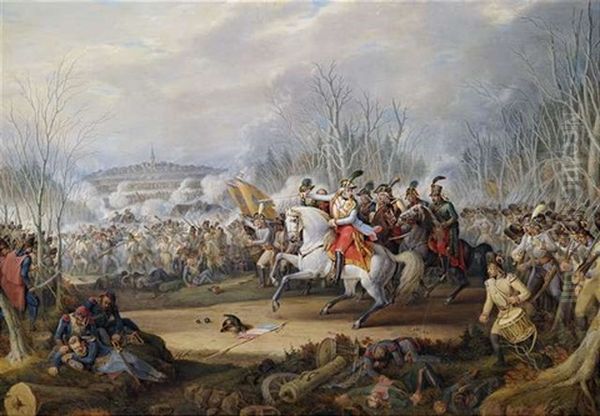 Schlachtenszene Aus Den Napoleonischen Kriegen Oil Painting by Johann Baptist Pflug