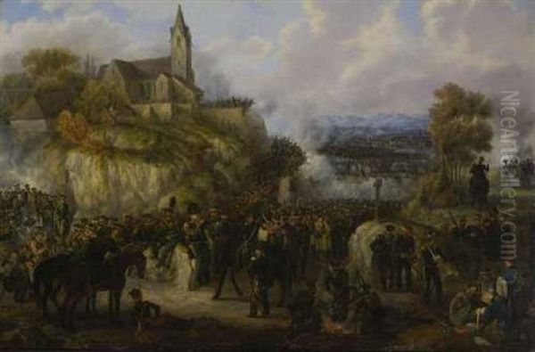 Die Schlacht Bei Souffelweyersheim Im Elsas Am 28. Juni 1815 Oil Painting by Johann Baptist Pflug