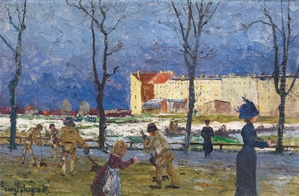 Promenade Im Winter Oil Painting by Franz Pflugradt