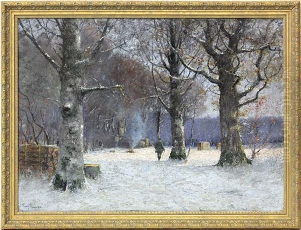 Snowy Morning Oil Painting by Franz Pflugradt