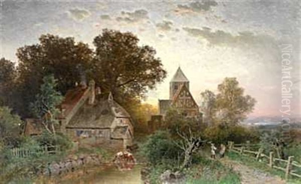 Kveldslandskap Oil Painting by Gustav Pflugradt