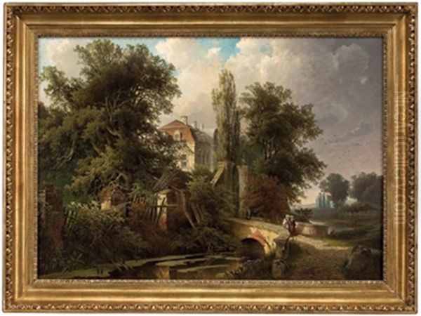 Spaziergang Um Eine Schlossanlage Oil Painting by Gustav Pflugradt