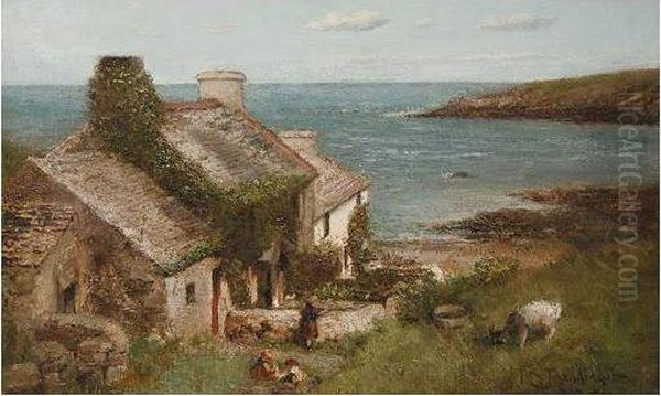 Near Newquay, Cornwall Oil Painting by J.S. Boddington