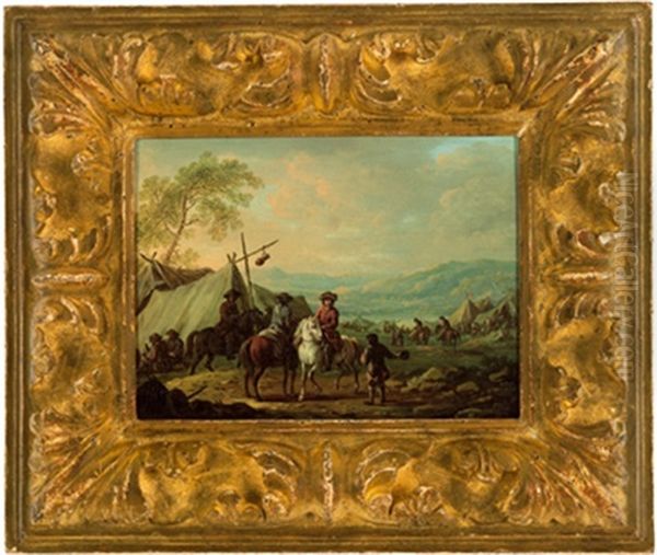 Rastende Reiter Im Feldlager Oil Painting by Johann Georg Pforr