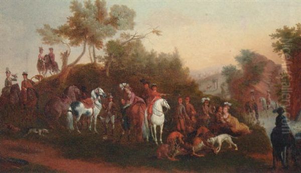 The Stag Hunt Oil Painting by Johann Georg Pforr