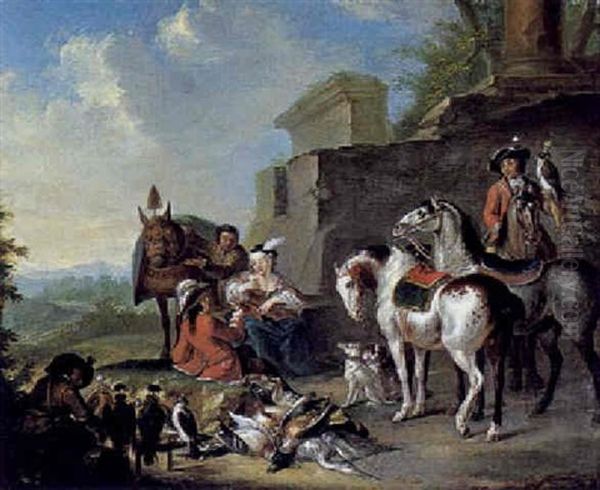 Rastende Jagdgesellschaft Oil Painting by Johann Georg Pforr