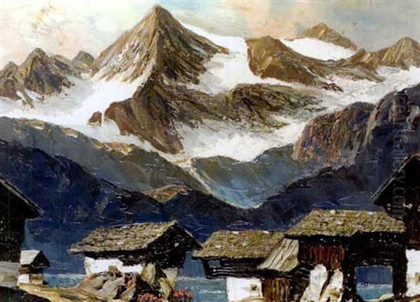 Tiroler Bergdorf Oil Painting by Alois Pfund