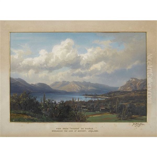 Lac Du Bourget Oil Painting by Niklaus von Pfyffer